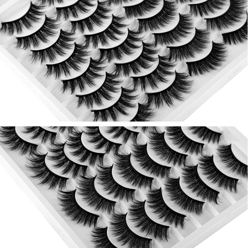 JIMIRE 2 Variety Styles False Eyelashes 16 Pairs Fluffy Volume Natural Fake Lashes Pack