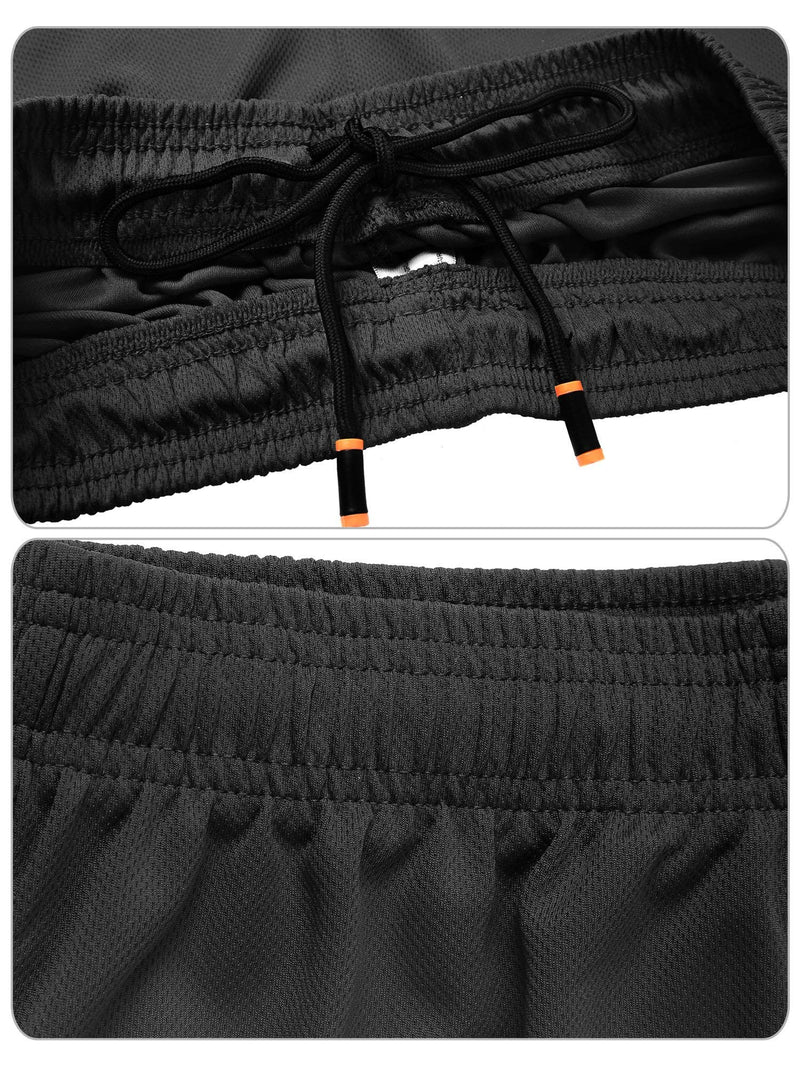 NELEUS Men's 7" Mesh Running Workout Shorts with Pockets Small 6058# 2 Pack: Black,grey