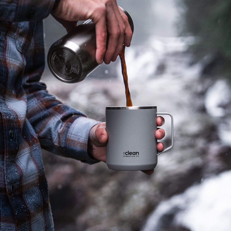 The Clean Hydration Co, Mug 12, Insulated Stainless Steel Coffee Mug Cup with Ceramic Inner Coating, No Metal Taste (White) White