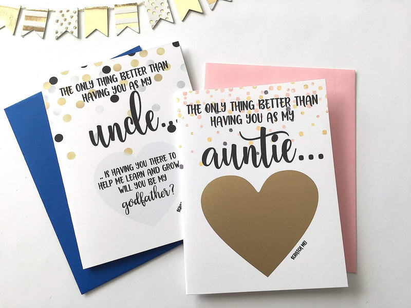 Will You Be My Godmother and Godfather Scratch Off Card Set of 2