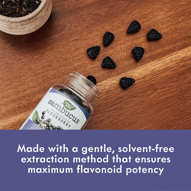 Nature's Way Sambucus Black Elderberry Gummies with Vitamin C and Zinc, 60 Gummies 60 Count (Pack of 1) Purple