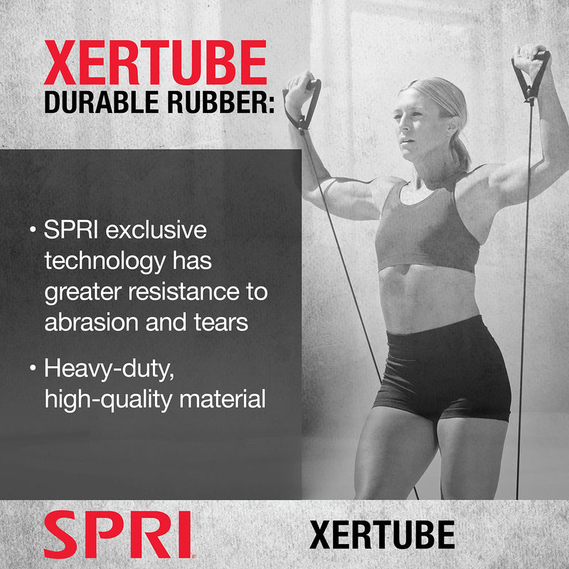 SPRI Xertube Resistance Bands with Handles – All Exercise Cords Sold Separately with Home Gym Fitness Door Anchor Attachment Option c) Medium (Red) Without Door Attachment