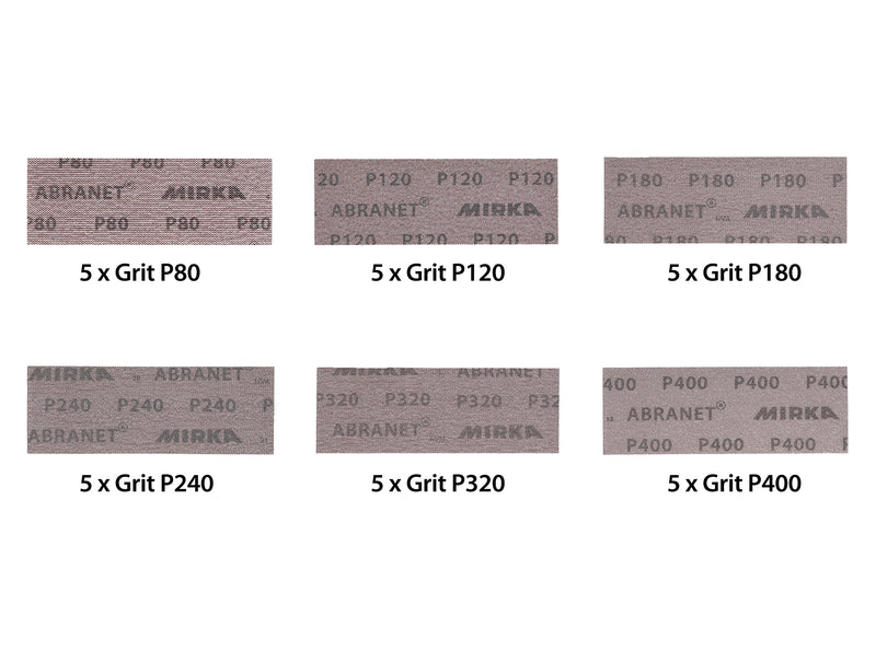 Mirka 9A-150-AP Abranet 2-3/4 in. x 8 in. Mesh Grip Sheet Assorted Grits