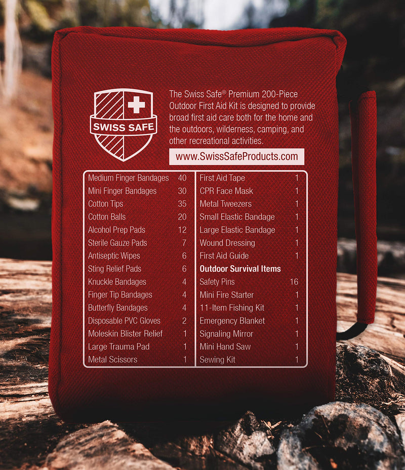 200-Piece Professional First Aid Kit for Home, Car or Work : Plus Emergency Medical Supplies for Camping, Hunting, Outdoor Hiking Survival