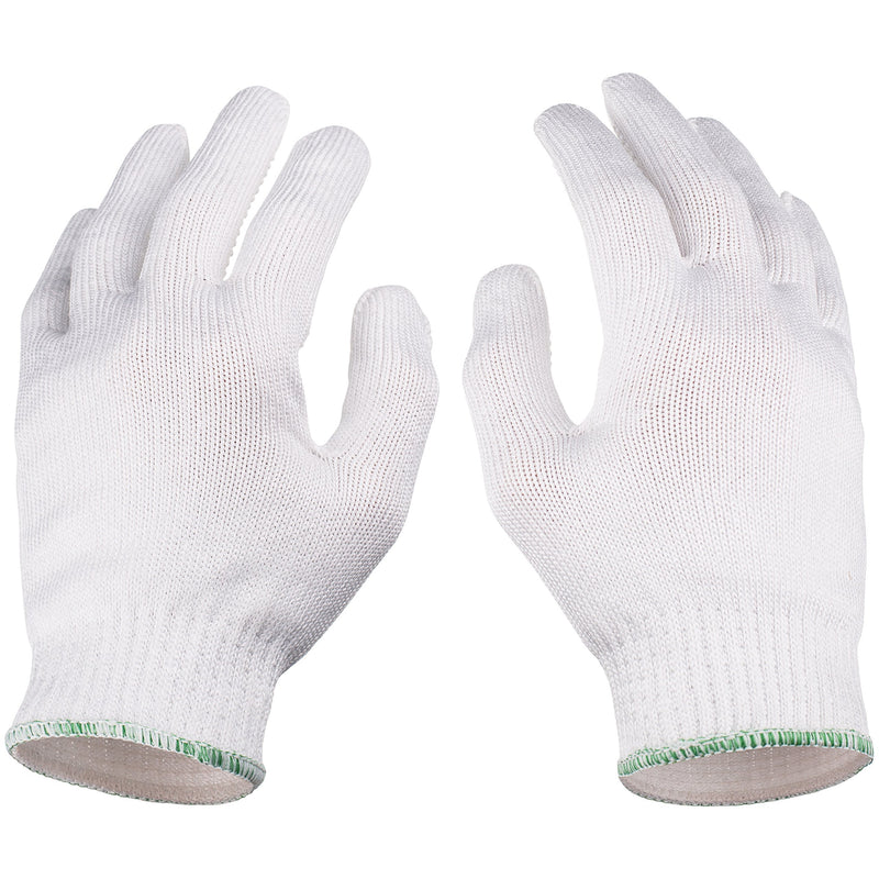 NoCry Cut Resistant Protective Work Gloves with Rubber Grip Dots. Tough and Durable Stainless Steel Material, EN388 Certified. 1 Pair. White, Size Large Large(Pack of 2) Reinforced Grip Dot
