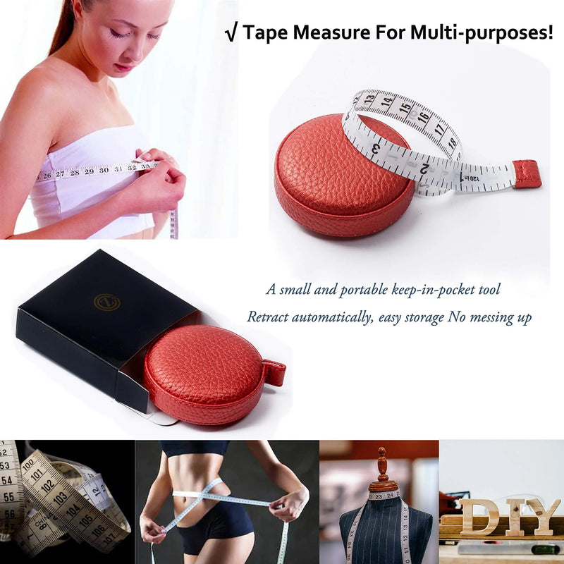 3m/120" Tape Measure Body Measuring Tape for Body Cloth Tape Measure for Sewing Fabric Tailors Medical Measurements Tape Dual Sided Leather Tape Measure Retractable (Red, 1 Pack) red