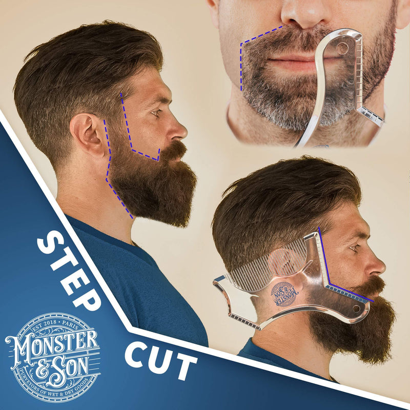 Monster&Son Beard Shaping Tool - Classic Oversized Design (Clear) Clear