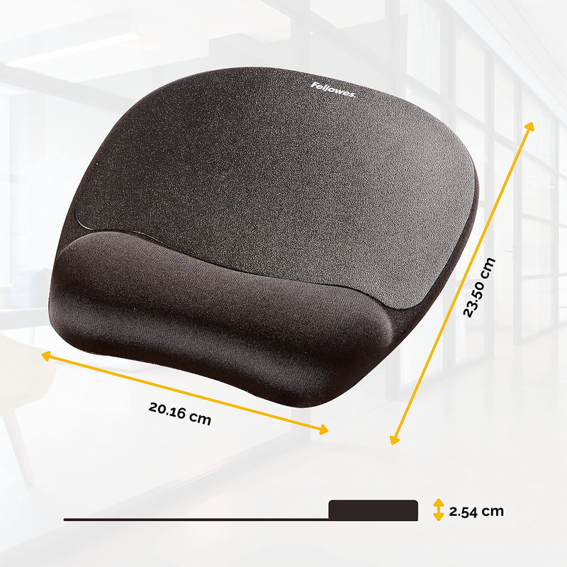 Fellowes Memory Foam Mouse Pad/Wrist Rest- Black (9176501)