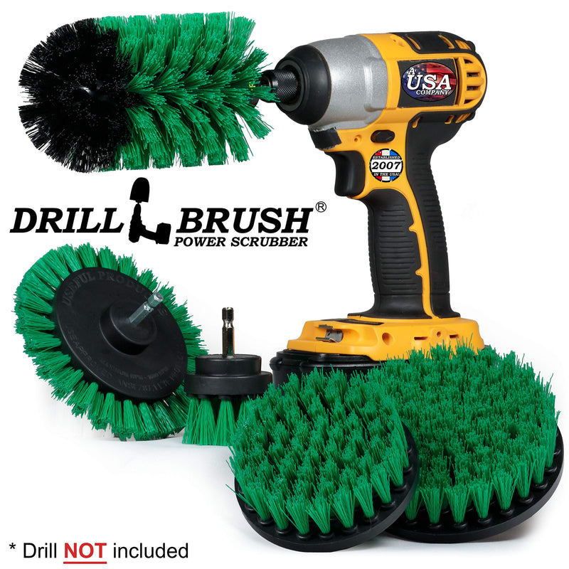 Drill Brush Power Scrubber by Useful Products - Drillbrush oven cleaner brush set - Kitchen Cleaning Brush Drill Brush Set - Kitchen Accessories - Drill Brush Attachment Countertop Scrubber Brush Set Green