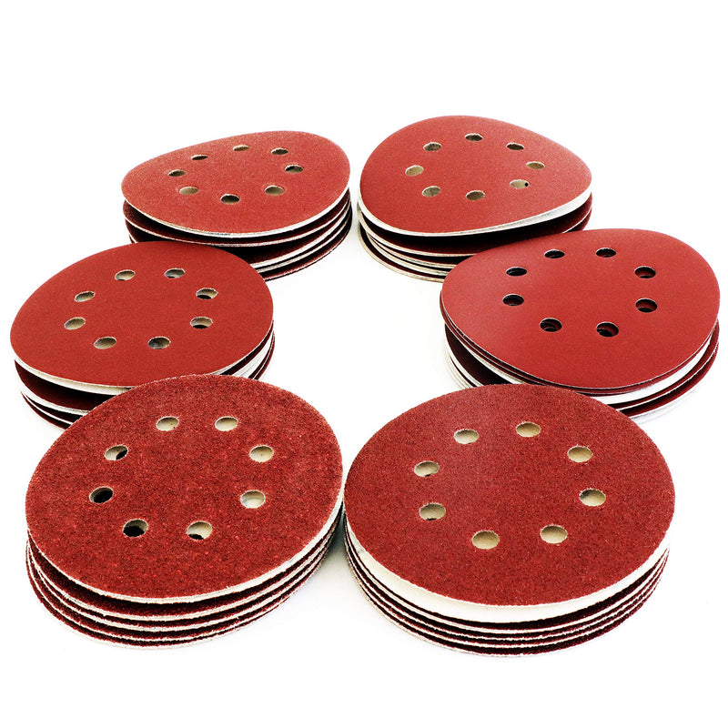 S&R Velcro sandpaper set 125mm, master, 8 holes, 60 pieces. Sanding sheets, sanding discs for eccentric sanders: 10*P40, 10*P60, 10*P80, 10*P120, 10*P180, 10*P240