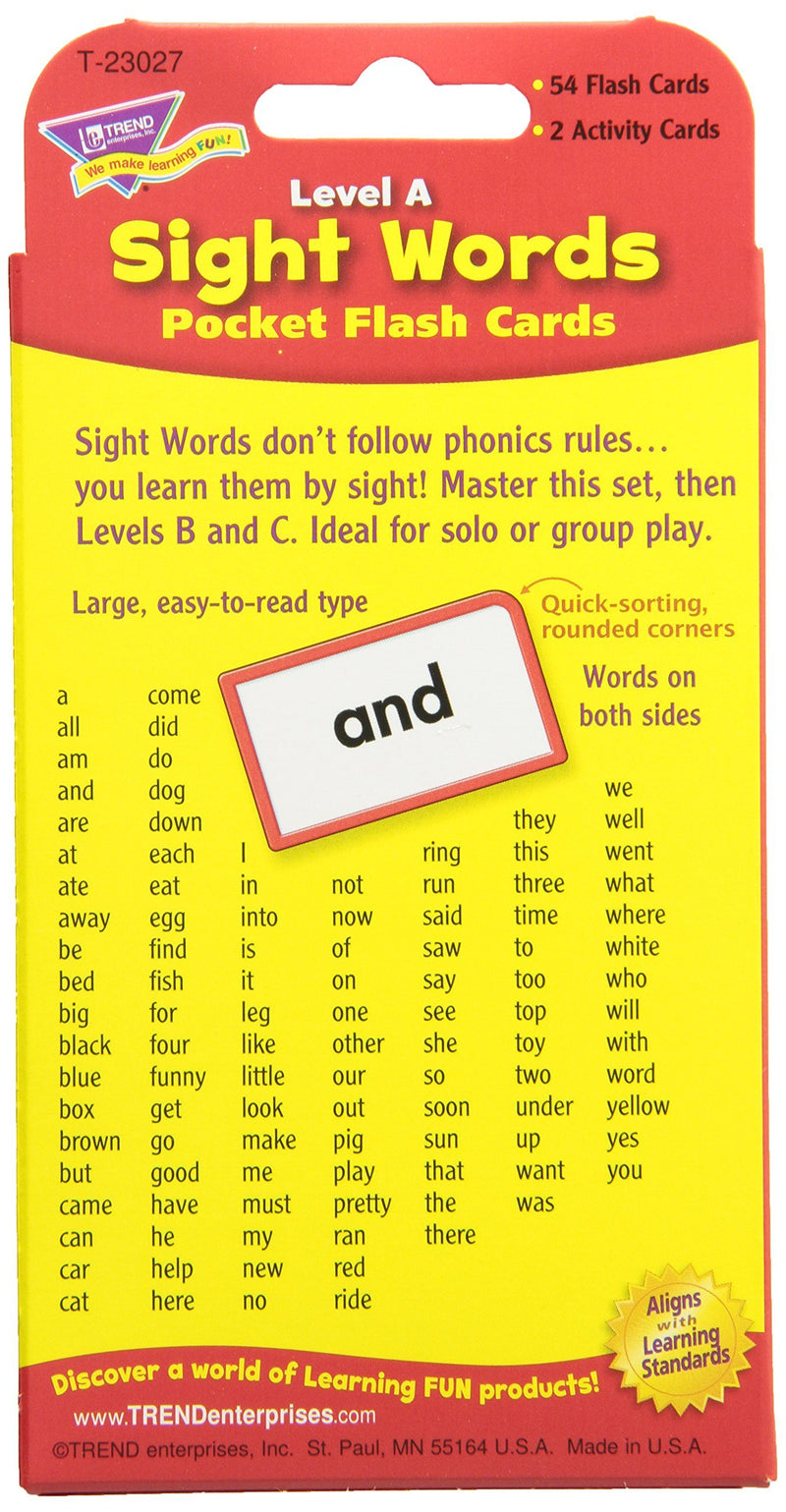 Sight Words Level A Pocket Flash Cards