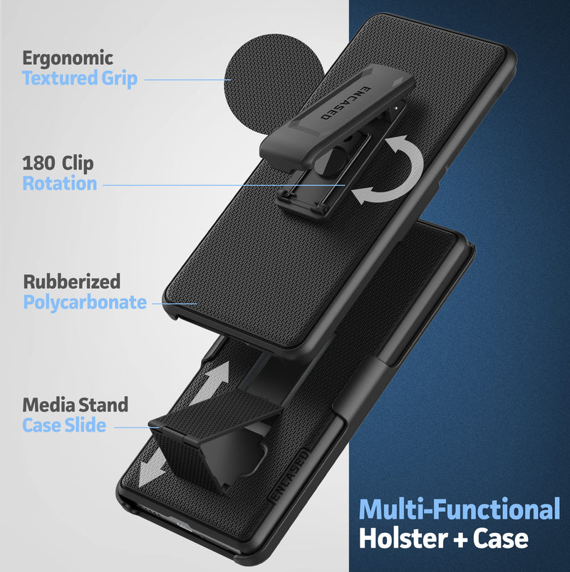 Encased DuraClip Designed for Google Pixel 7 PRO Case with Belt Clip and Kickstand Holster (Matte Black)