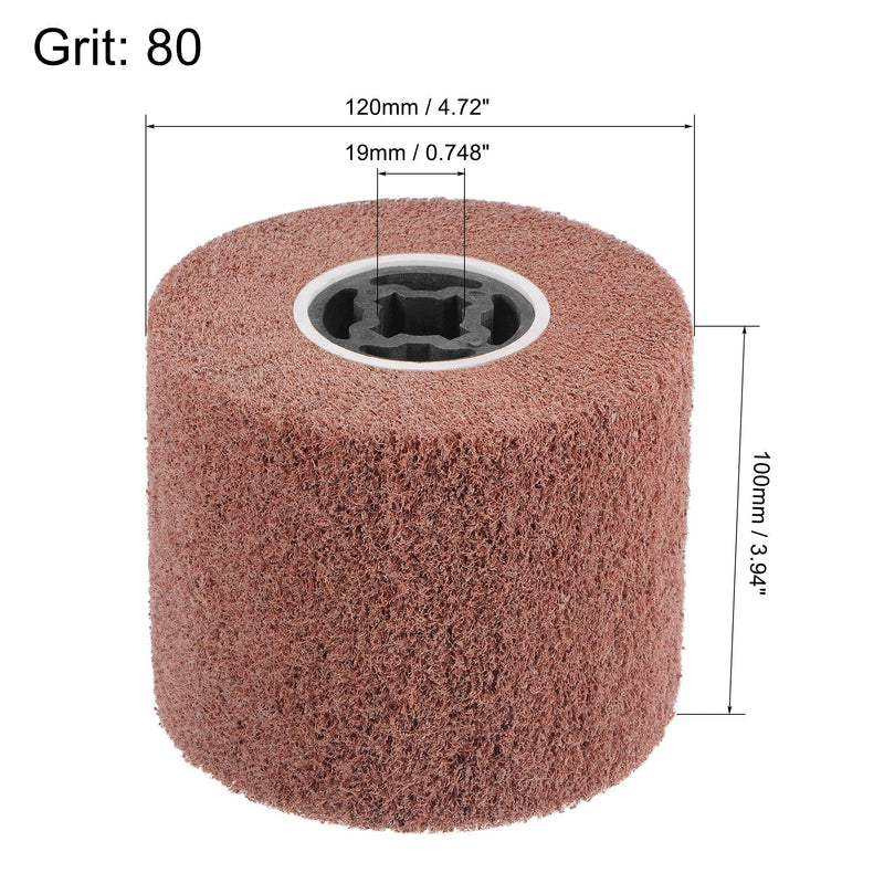 uxcell 120mmx100mm Non-Woven Polishing Burnishing Wheel Nylon Wire Drawing Abrasive Flap Wheel 80 Grit for Stainless Steel Copper Metal