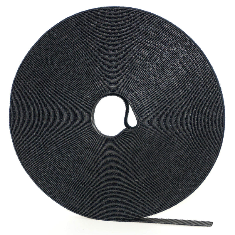 22 Yards Roll 0.4 Inch Black Hook and Loop Tape Nylon Cord Management Strap Self Adhesive Reusable Cable Fastening Tape