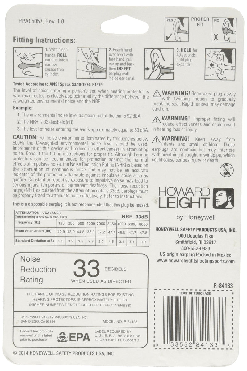 Howard Leight Super Leight Disposable Foam Shooting Earplugs, 5-Pairs (R-84133)