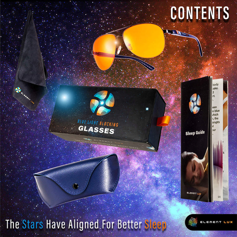 Element LUX 99% Blue Light Blocker Glasses | Blue Light Glasses for Better Sleep and Eye Strain | Gaming Glasses and Computer Glasses - 400UV True Amber Lense
