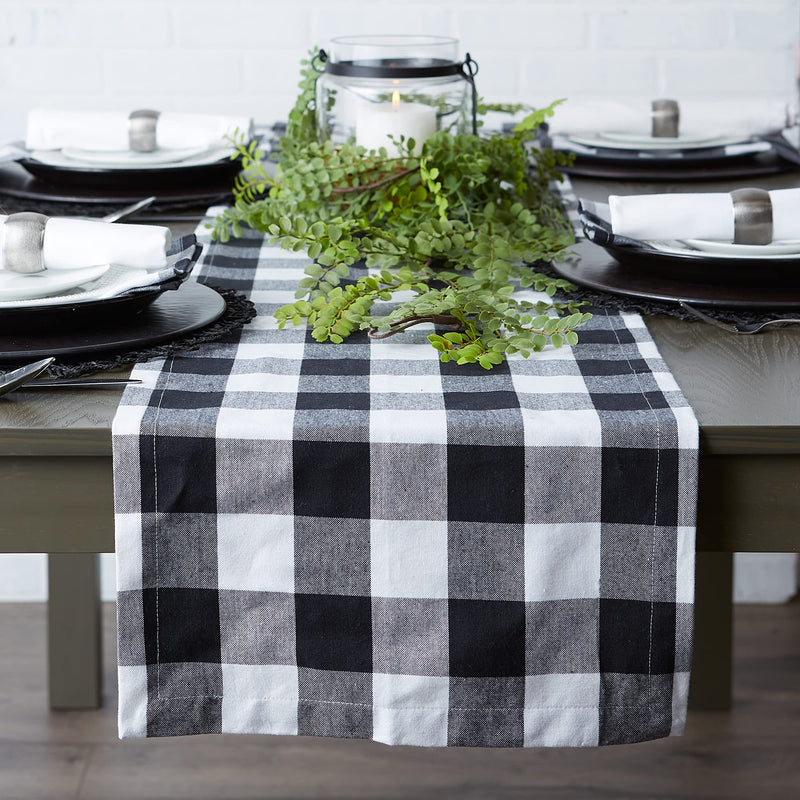 DII Buffalo Check Collection, Classic Farmhouse Table Runner, 14x72", Black & White 14x72"