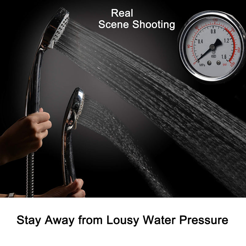 High Pressure Handheld Shower Head with Powerful Shower Spray against Low Pressure Water Supply Pipeline, Multi-functions, w/ 79'' Hose, Bracket, Flow Regulator, Brushed Nickel Finish