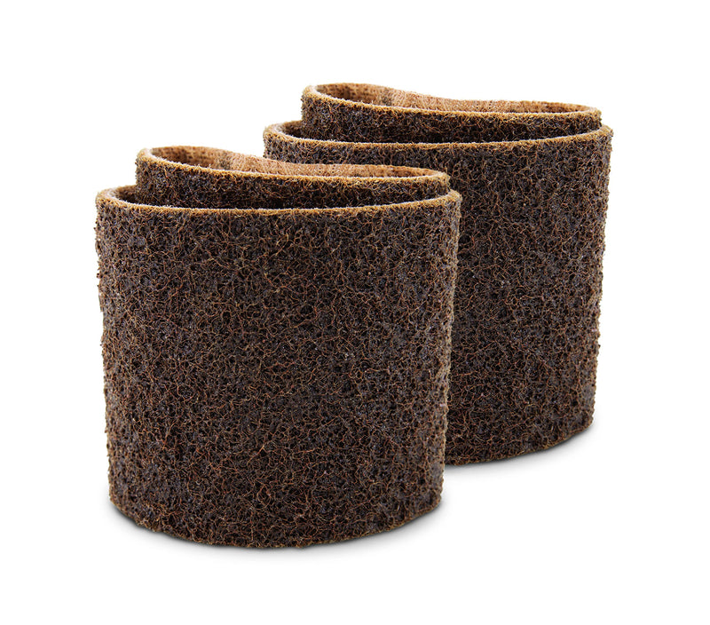 CS Unitec | PTX Coarse Fleece Nonwoven Sleeve | Abrasive Grit Torque Grinder Tool Attachment for Scratch Removal|3-1/2" Diameter x 4" Wide, Brown, (Pack of 4