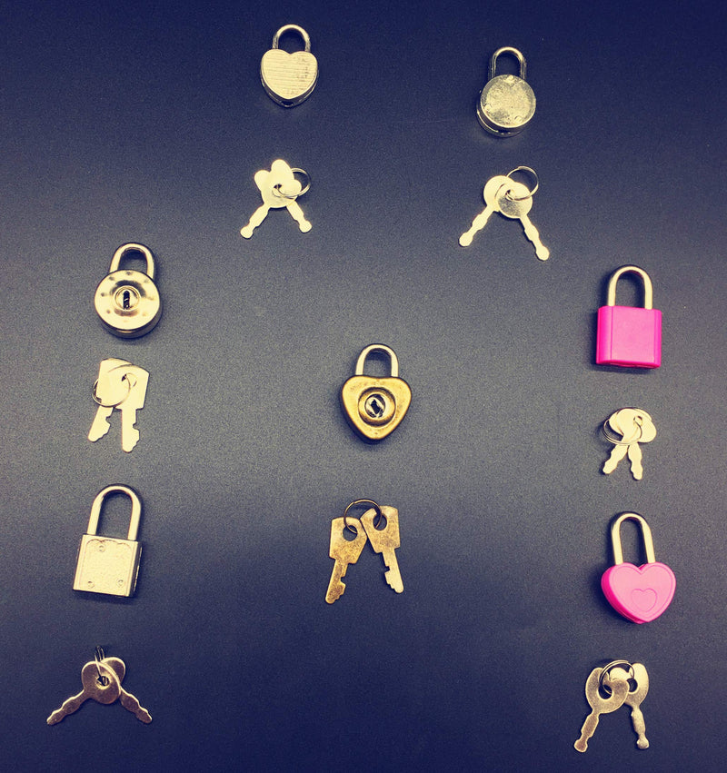 Guaishou Mix Color Style Mini Heart Luggage Locks Padlocks Archaize Lock with Keys Pack of 7pcs