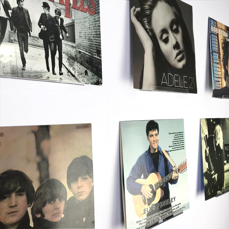 WPESI Vinyl Record Shelf Wall Mount 8Pack,7 Inch Acrylic Record Shelf,Record Wall Display, Vinyl Record Holder CD Rack,8 Pack (Clear) Clean