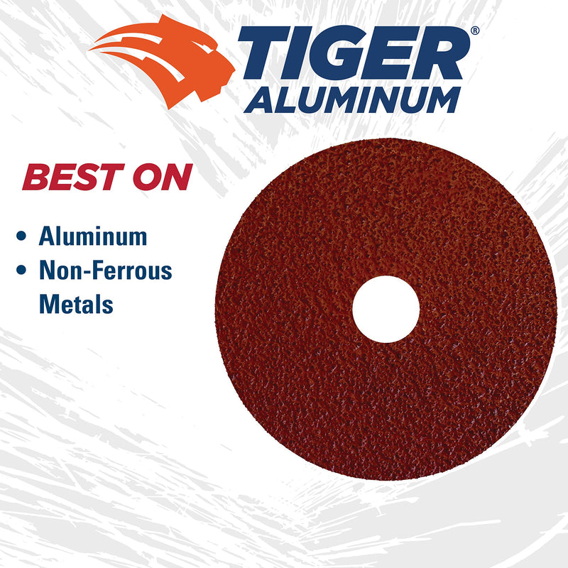 Weiler 60401 Tiger Aluminum Resin Fiber Sanding & Grinding Disc, 4-1/2" Diameter, 36 Grit, 7/8" Arbor Hole (Pack of 25)