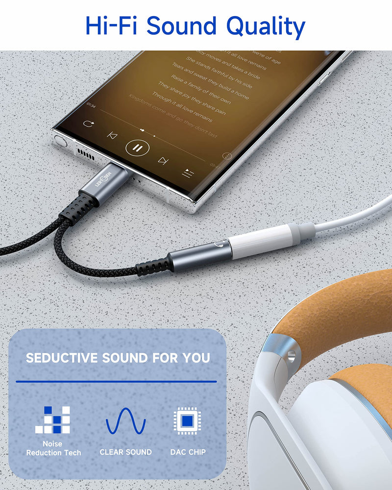 USB C to 3.5mm Headphone and Charger Adapter,LERTOSEN 2 in 1 USB C PD 3.0 Charging Port to Aux Audio Jack and 60W Fast Charging Dongle Cable Cord for Galaxy S22/S21/S20/Note 20,Pixel 6/5/4/XL,iPad Pro Splitter 2-in-1 Headphone Adapter