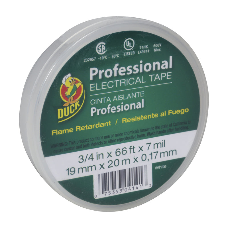 Duck Brand 300877 Professional Grade Electrical Tape, 3/4-Inch by 66 Feet, Single Roll, White