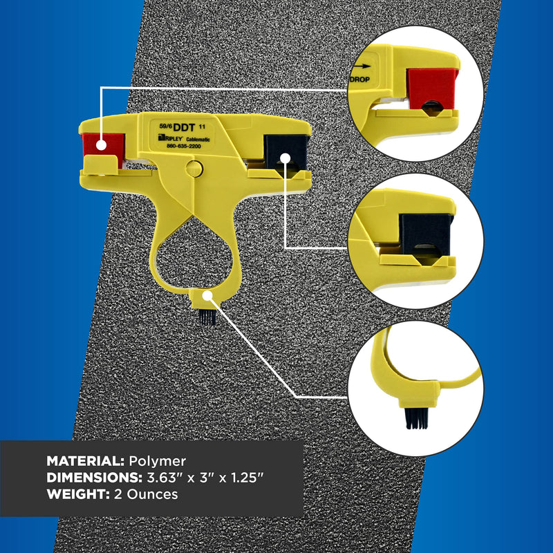 Cablematic 38590 DDT 596/11 Dual Drop Cable Stripper for Professional Technicians, Electricians, and Installers, Easily Portable Tool, 2 Ounces