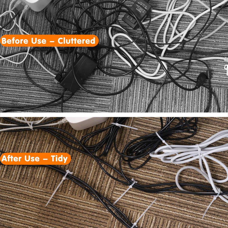 50 Pcs White Cable Tie Base Saddle Type Mount Wire Holder, Cable Zip Ties with Self-Locking 6 Inch & 0.145 Inch,#8 x 0.6 Inch Deep Thread Pan Head Screws