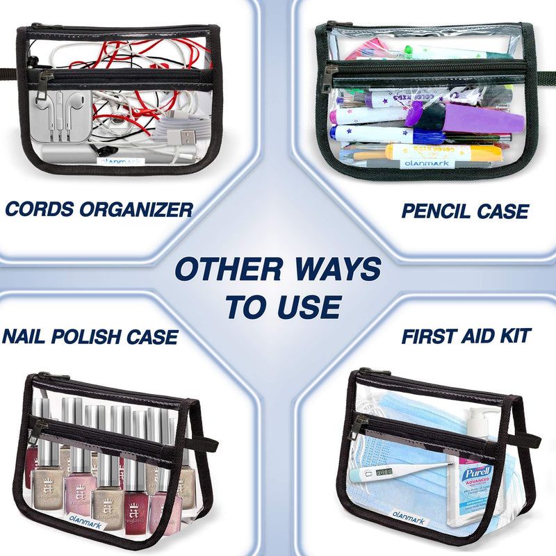 TSA Approved Clear Toiletry Bag with Pocket - Quart Size Bag for Airport, Camping or Gym 1pcs Black