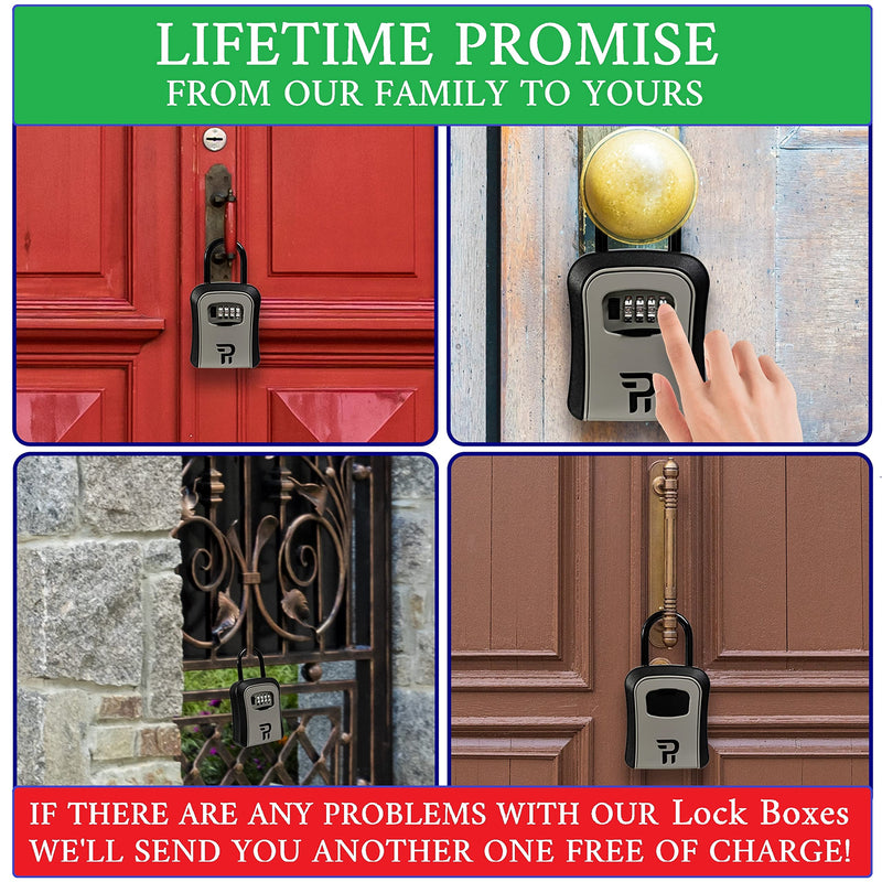 Key Lock Box for Outside - Lock Box for House Keys - Key Lockbox for Key Storage Outdoor - Key Hiders to Hide a Key Outdoor - Waterproof Key Safe Lock Box with Combination Lock (With Shackle) 1