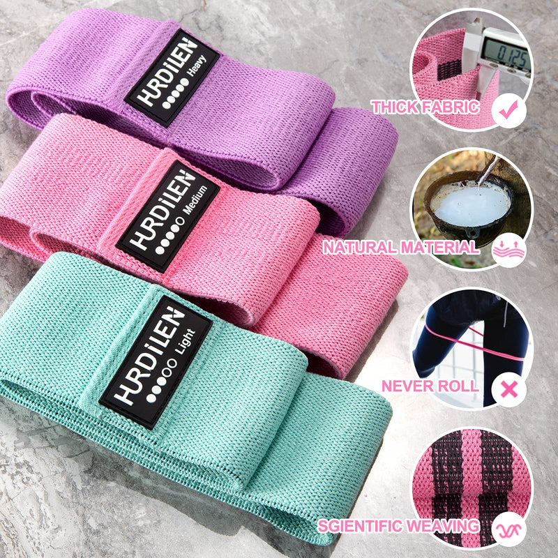 Hurdilen Resistance Bands Loop Exercise Bands ,Workout Bands Hip Bands Wide Resistance Bands Hip Resistance Band for Legs and Butt,Activate Glutes and Thigh Pink,Green,Purple