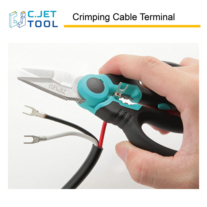 C.JET TOOL 6" Stainless Electrician Scissors Heavy Duty Professional for Aluminium Copper Soft Cable (Turquoise) Turquoise