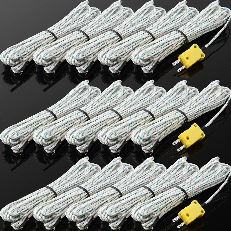 3 Meters K Type Mini-Connector Thermocouple Temperature Probe Sensor Temperature Sensing Line K Type Thermocouple Wire Measure Range -50 to 400 Celsius, Compatible with TM902C/ TES1310 (15 Pieces)