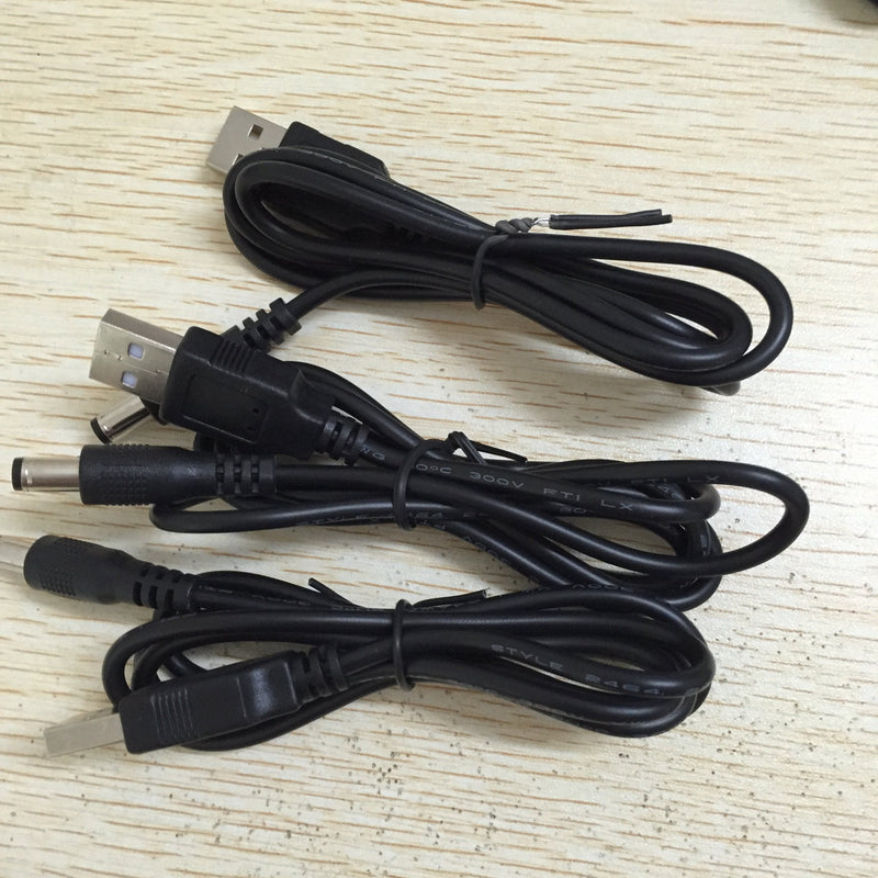 DZYDZR 3pcs Extension Cable USB to DC Cable - 5V USB 2.0 Port Male to DC 5V Male 5.5mm x 2.5mm Power Cord Black 100cm(3.3ft)