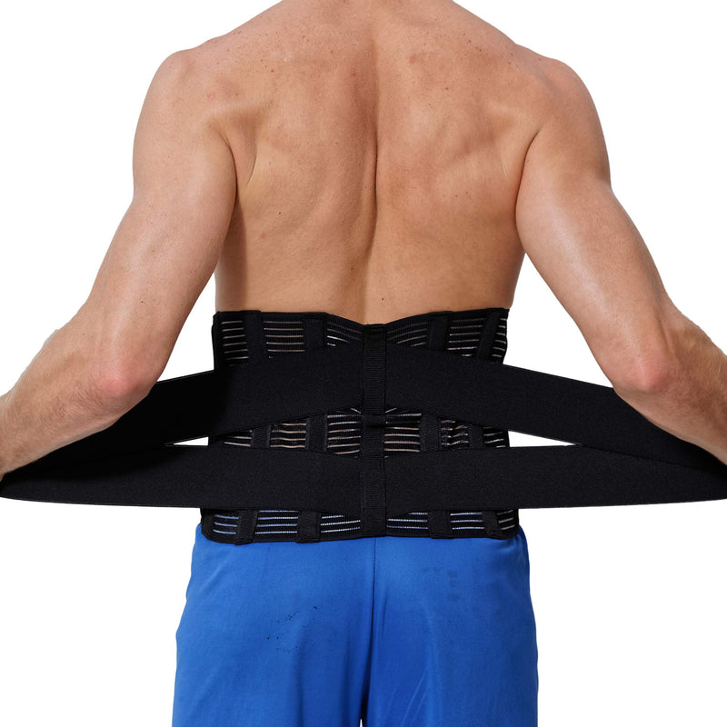 NeoTech Care Adjustable Compression Back Brace Lumbar Support Belt, Black, Size M Medium (Pack of 1)