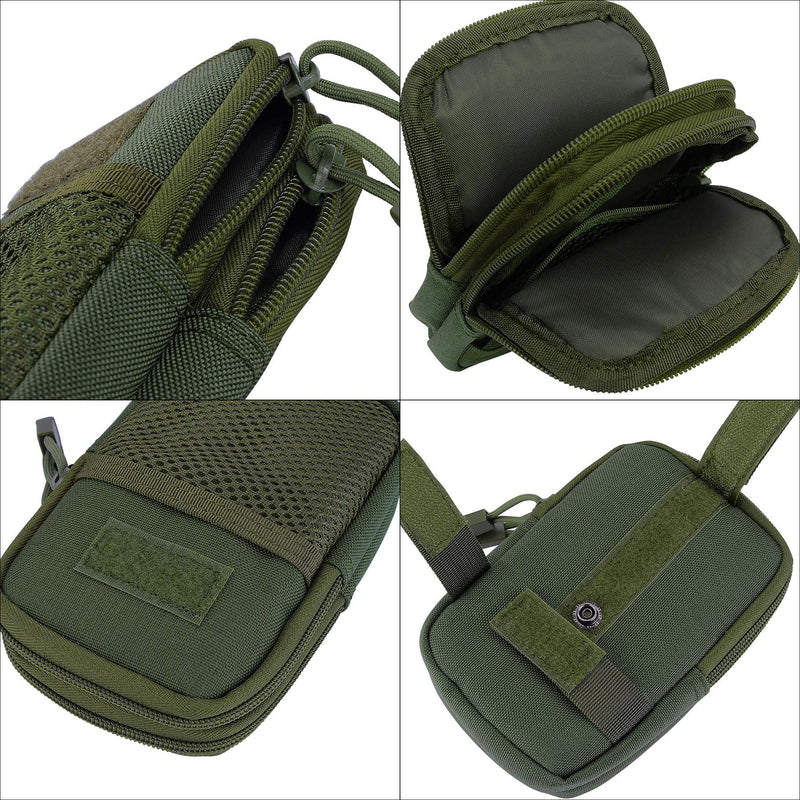 BOOSTEADY Backpack Strap Pouch, Smartphone Strap Pack, Backpack Attachment Bag for Hikers Army Green Pouch with 4‚Äù Mod Strap