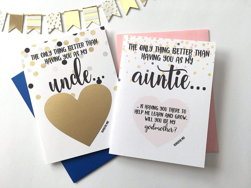 Will You Be My Godmother and Godfather Scratch Off Card Set of 2