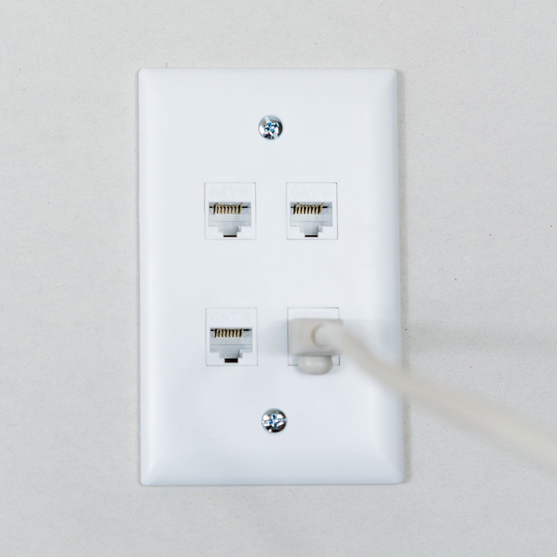 Legrand - OnQ 4 Port Keystone Single Gang Wall Plate, 1 Gang Keystone Wall Plate Supports 4 Keystone Insert, Screw-In Plastic, White, 10 Count, WP3404WH10 Pack of 10