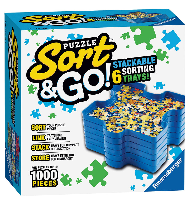 Ravensburger Sort and Go Jigsaw Puzzle Accessory - Sturdy and Easy to Use Plastic Puzzle Shaped Sorting Trays to Organize Puzzles Up to 1000 Pieces