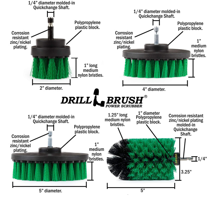 Drill Brush Power Scrubber by Useful Products - Drillbrush oven cleaner brush set - Kitchen Cleaning Brush Drill Brush Set - Kitchen Accessories - Drill Brush Attachment Countertop Scrubber Brush Set Green