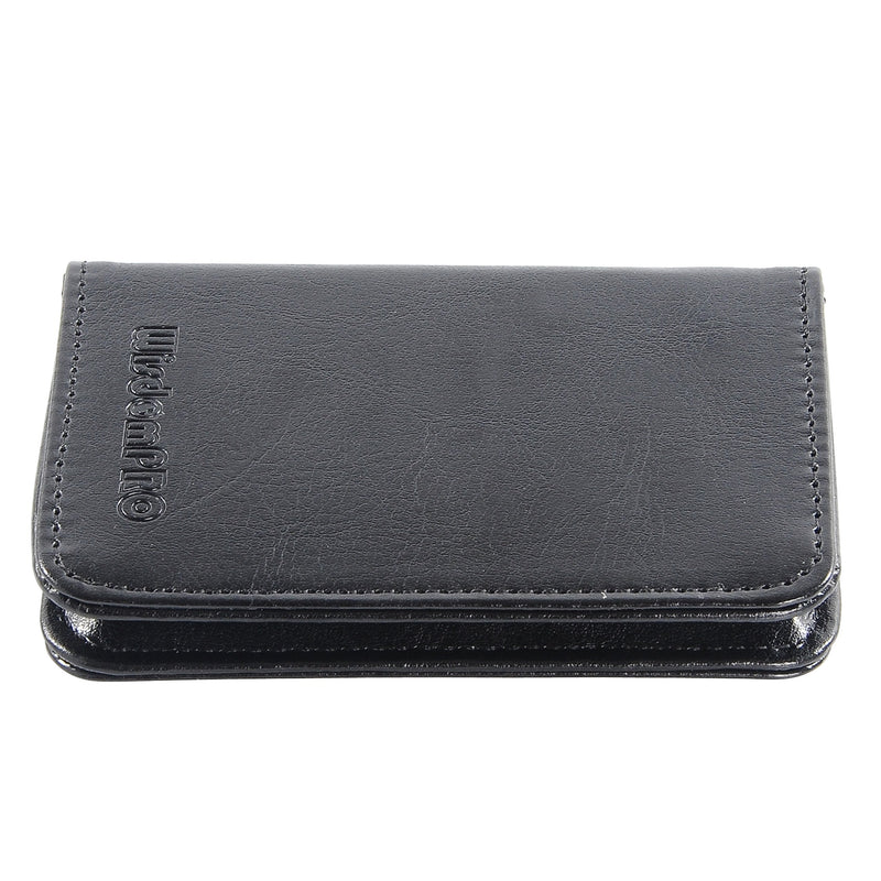 Business Card Holder, Wisdompro 2-Sided PU Leather Folio Name Card Holder Wallet Case with Magnetic Shut for Men and Women, Ultra Slim and Thin - Black