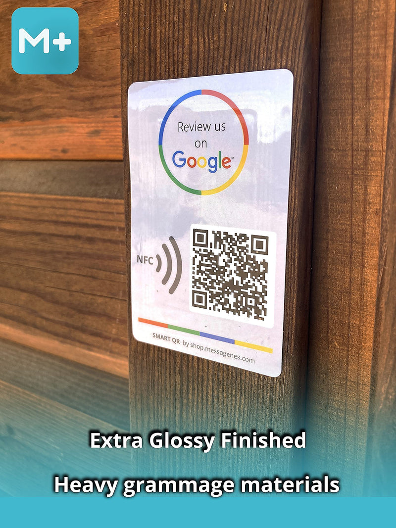 2 x Google Review Sticker for Business QR - NFC | 1 Click Feedback | Easy Reviews | Smart QR Modify Link Whenever You Want | Premium Stickers | Social Media | for Decorative Wall Window Decal 2x Google Rectangular 3.38" x 2.16"