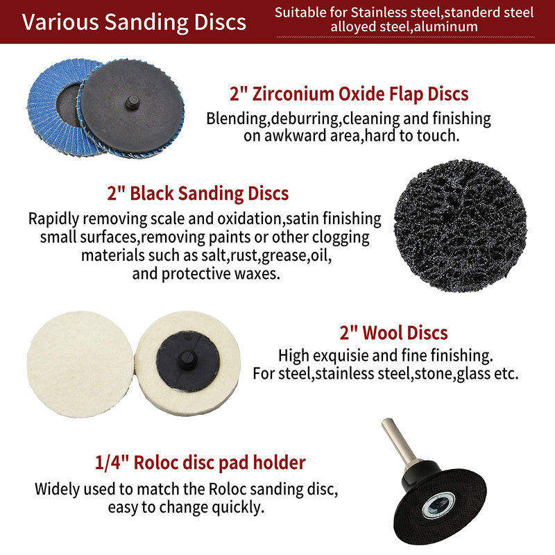 COSPOF 80 Pcs 2 Inch Sanding Disc Set,Quick Change Disc Combination,1/4 Inch Pad Holder Fits Various Grinder.Widely Used for Surface Conditioning,Striping,Polishing,Finishing and Rust Paint Removal.