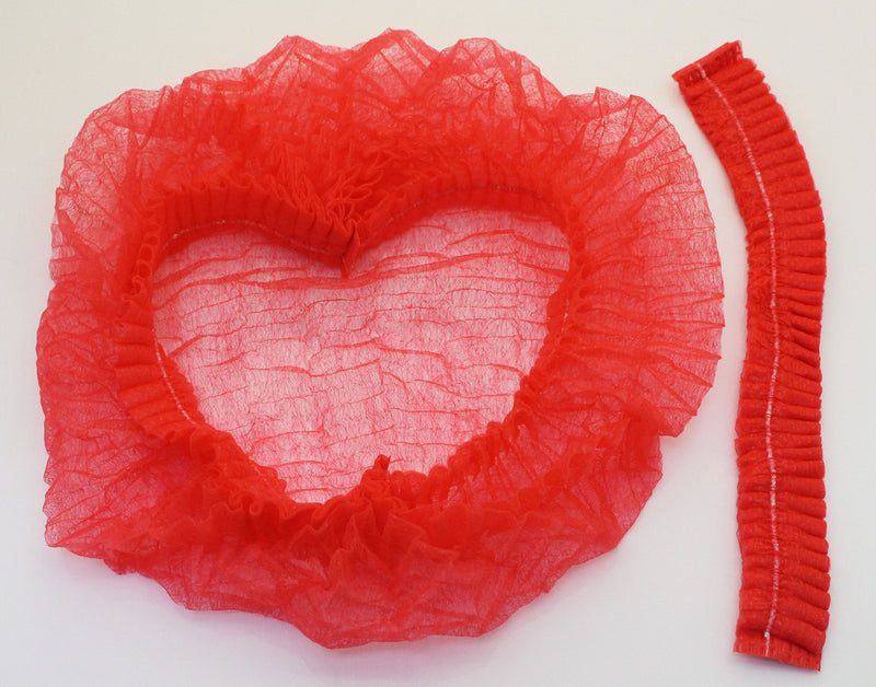 Yes!Fresh 100 Pieces Disposable Non-Woven Clip Caps Mop Caps Hairnets Head Cover, 21", with 6 Colors for You to Choose (Red) Red