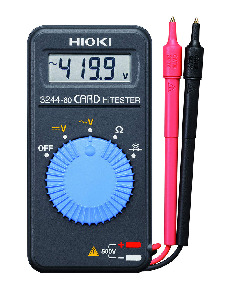 Hioki 3244-60 Card HiTester and Digital Multimeter, 41.99 Megaohms Resistance, 500V AC/DC Voltage