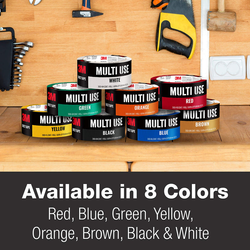 3M Multi-Use Colored Duct Tape Black, 1.88 Inches by 60 yards, 3960-BK, 1 roll