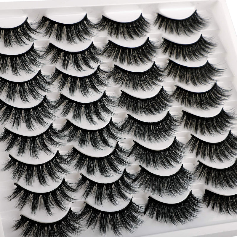 JIMIRE 2 Variety Styles False Eyelashes 16 Pairs Fluffy Volume Natural Fake Lashes Pack