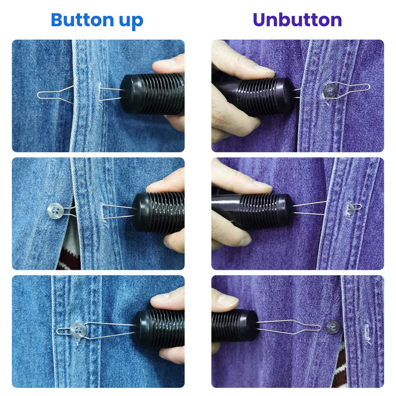 DailyTreasures Button Hook and Zipper Pull, Button Hook Dressing Aid with 8Pcs Zipper Pulls, Button Assist Device with Non-Slip Ribbed Handle for Seniors, Arthritis Sufferers-Shirt, Dress, Collar